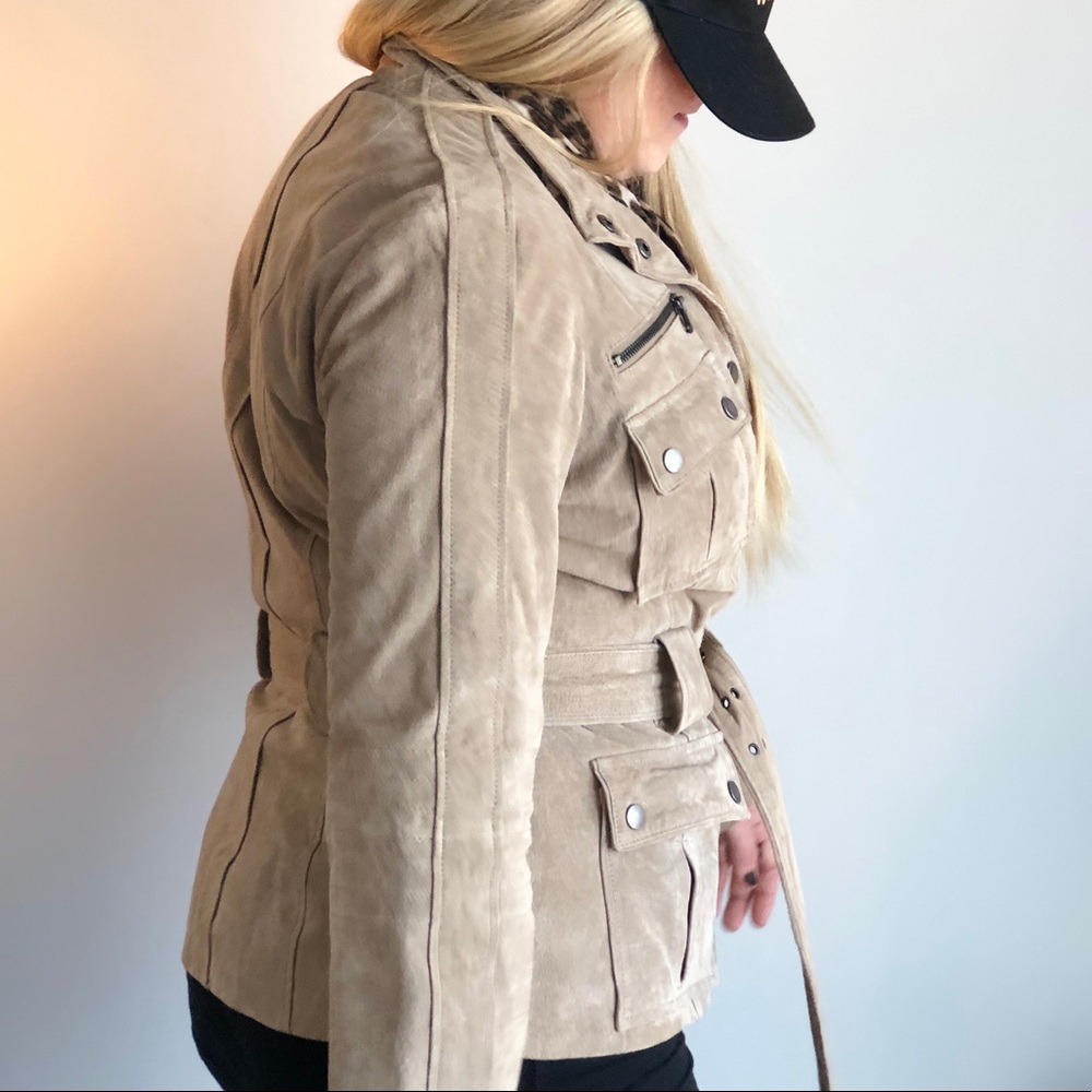 Zara Beige Safari brushed leather jacket - Picture 3 of 5
